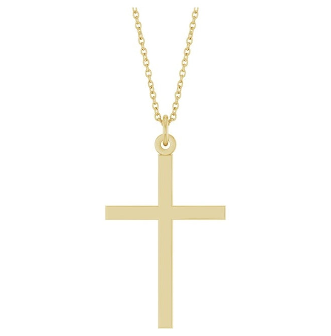 14K Yellow Gold 30.9 X 17.3 Mm 18 In Polished Cross Necklace