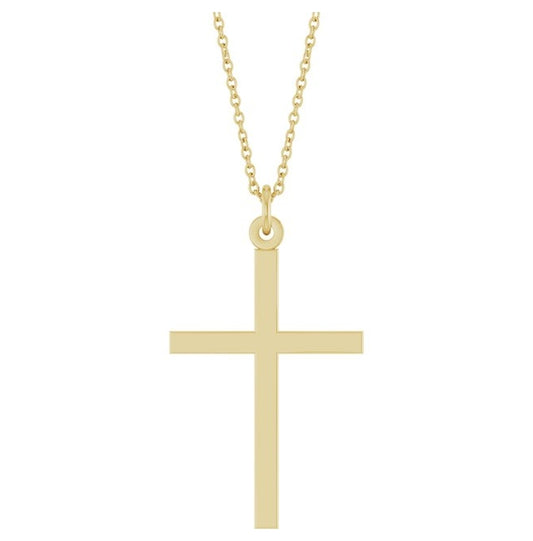 14K Yellow Gold 30.9 X 17.3 Mm 18 In Polished Cross Necklace