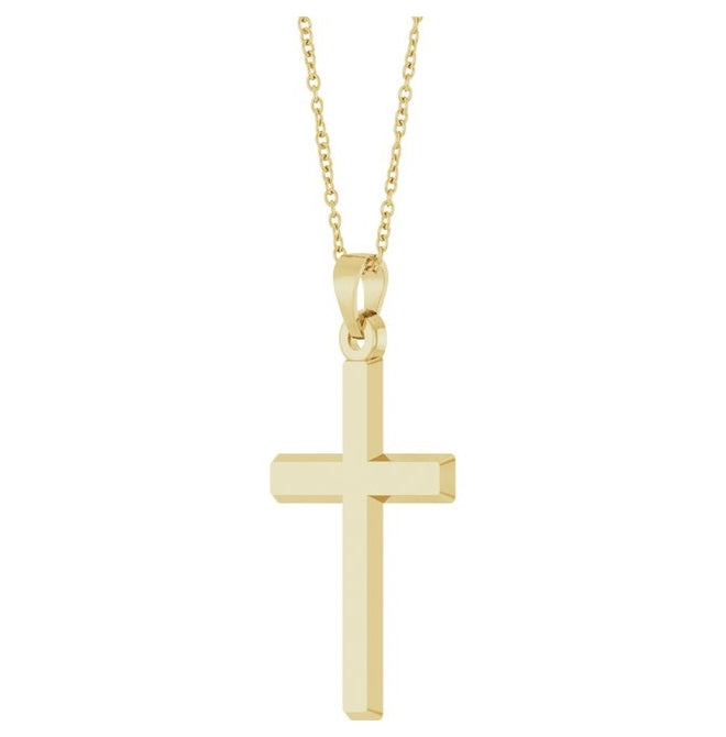 14K Yellow Gold 31.6 X 16.9 Mm 18 In Polished Cross Necklace