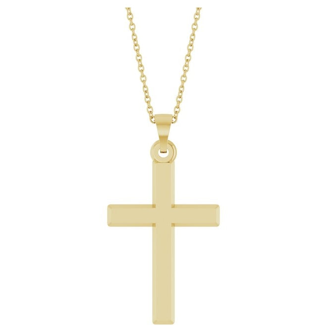14K Yellow Gold 31.6 X 16.9 Mm 18 In Polished Cross Necklace