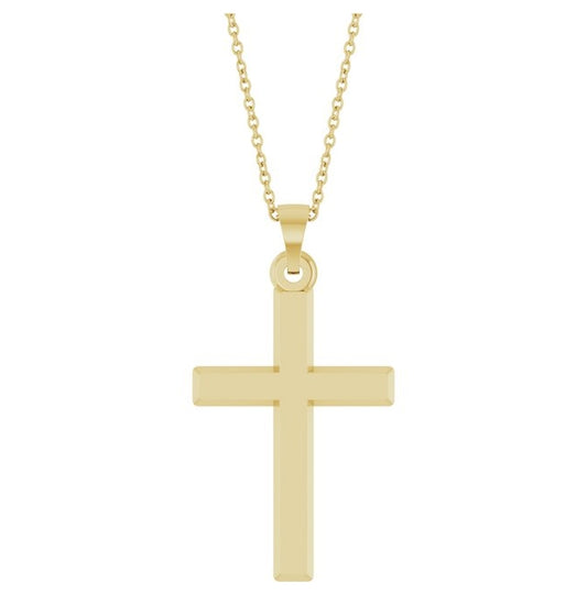 14K Yellow Gold 31.6 X 16.9 Mm 18 In Polished Cross Necklace