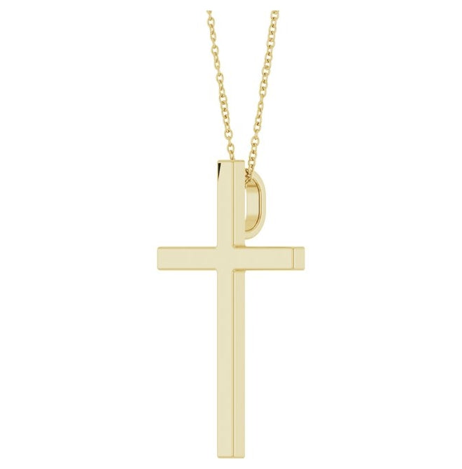 14K Yellow Gold Or Sterling Silver 33x20.9 mm Polished Cross 18" Necklace