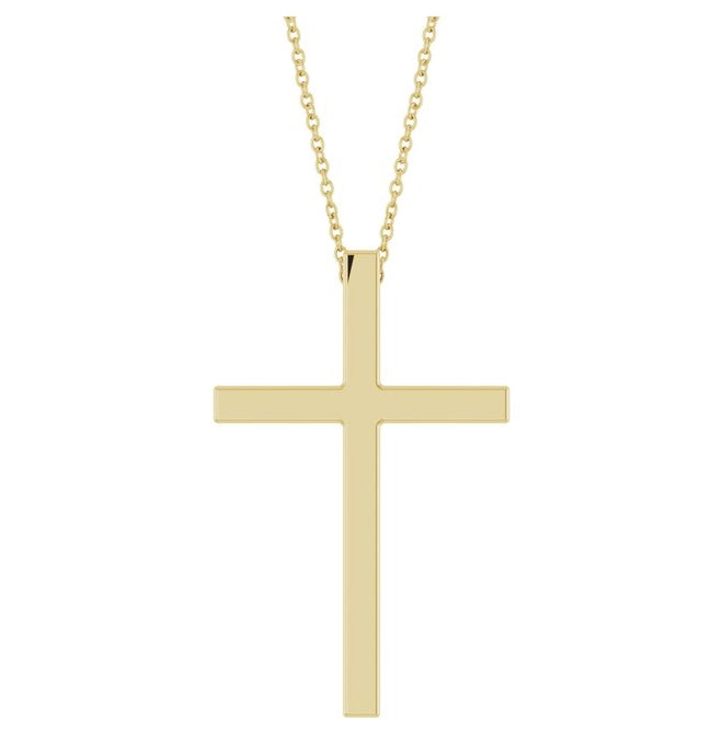 14K Yellow Gold Or Sterling Silver 33x20.9 mm Polished Cross 18" Necklace