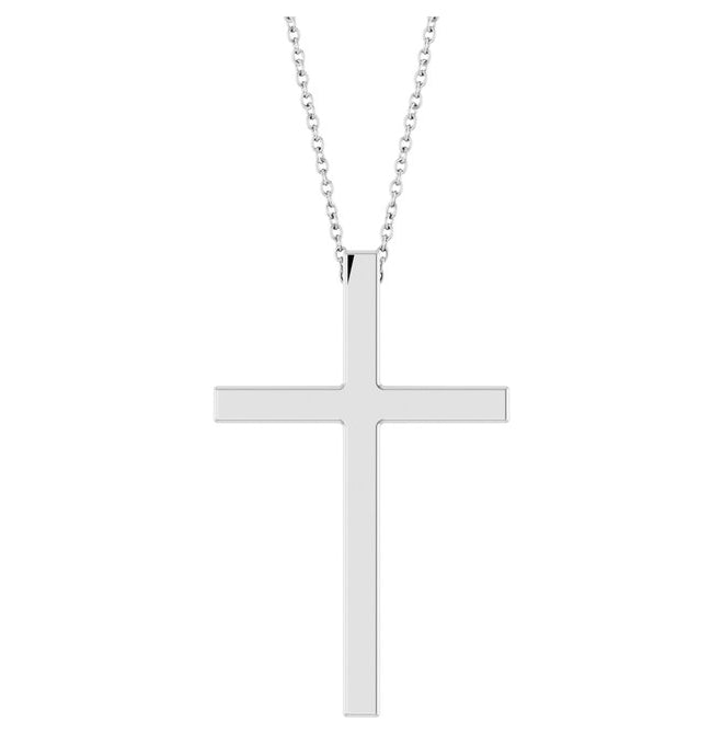 14K Yellow Gold Or Sterling Silver 33x20.9 mm Polished Cross 18" Necklace