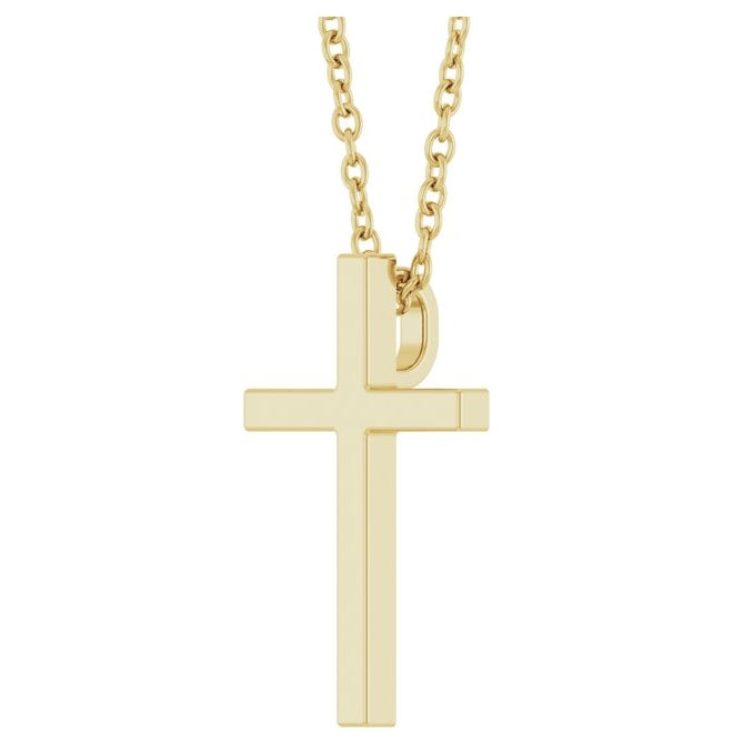 14K Yellow Or White Gold Or Sterling Silver 15x9.5 mm Polished Cross 18" Necklace