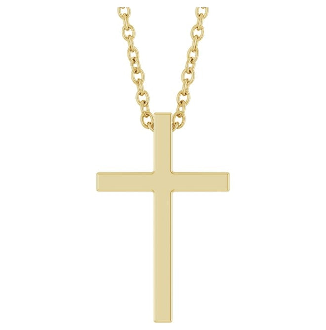 14K Yellow Or White Gold Or Sterling Silver 15x9.5 mm Polished Cross 18" Necklace
