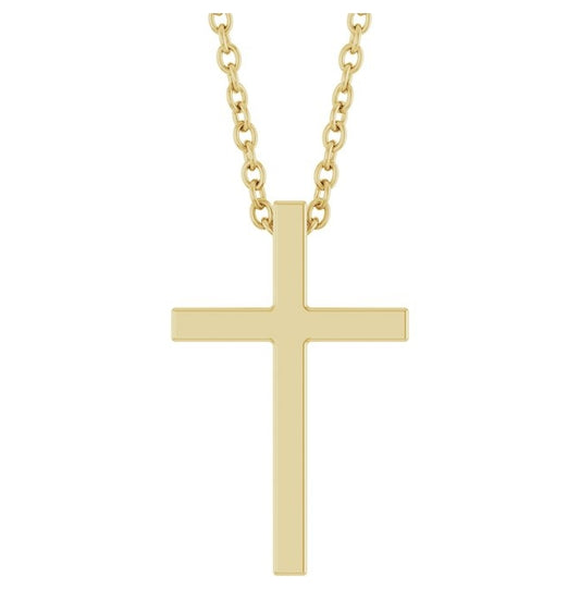 14K Yellow Or White Gold Or Sterling Silver 15x9.5 mm Polished Cross 18" Necklace
