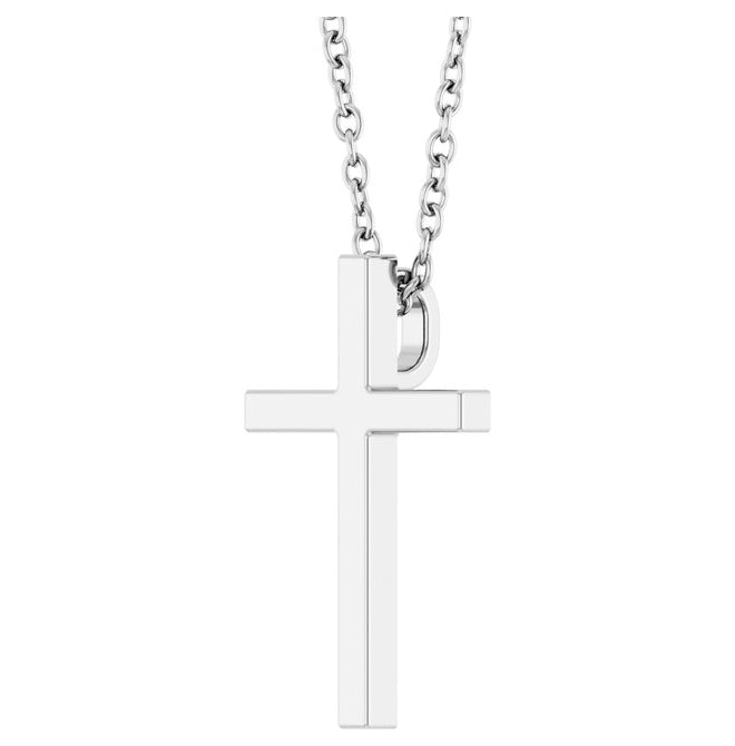 14K Yellow Or White Gold Or Sterling Silver 15x9.5 mm Polished Cross 18" Necklace