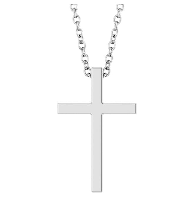 14K Yellow Or White Gold Or Sterling Silver 15x9.5 mm Polished Cross 18" Necklace