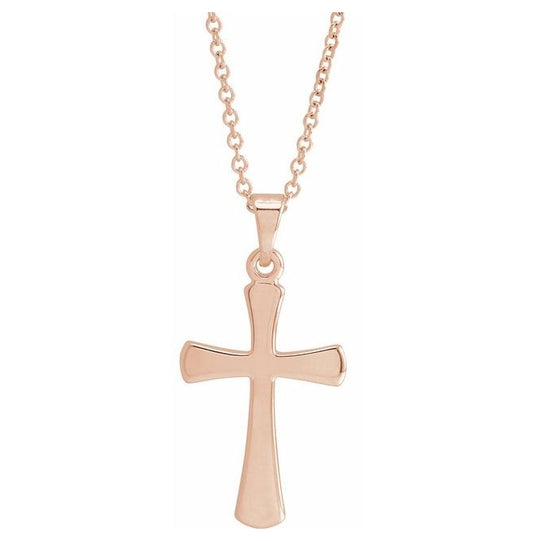 14K Rose Gold 19.3 X 11.4 Mm 18 In Polished Cross Necklace