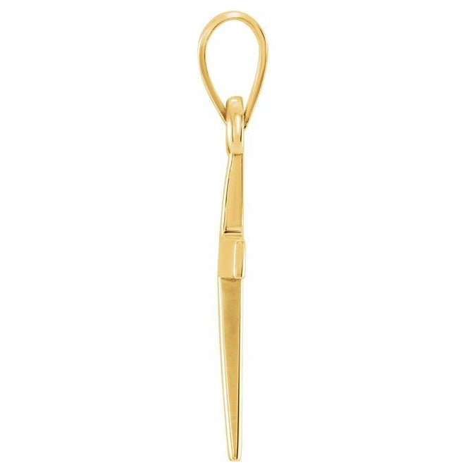 10K Yellow Gold 15.23 X 7.38 Mm Polished Cross Pendant