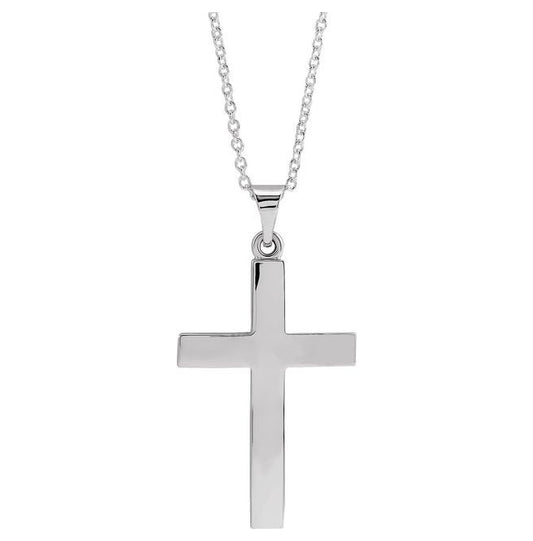 14K Yellow Or White Gold Or Sterling Silver 18 In Polished Cross Necklace