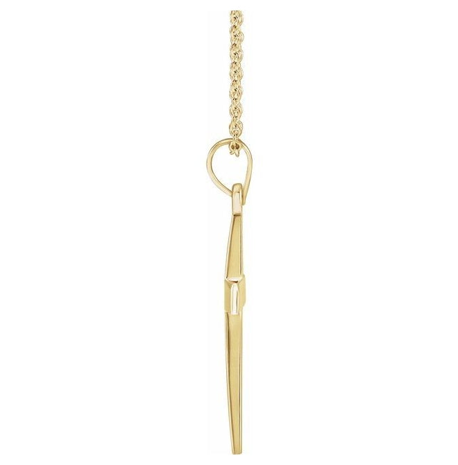 14K Yellow Or White Gold Or Sterling Silver 18 In Polished Cross Necklace