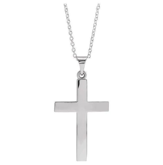 14K Yellow Or White Gold Or Sterling Silver 18 In Polished Cross Necklace