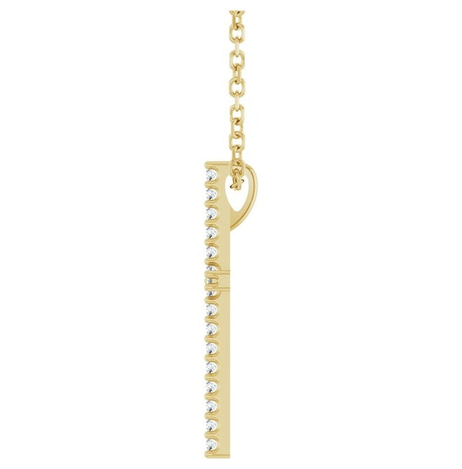 14K Yellow Or White Gold Round 1Mm I1, G-H 16 In Polished 1/10 Ctw Natural Diamond Cross Necklace