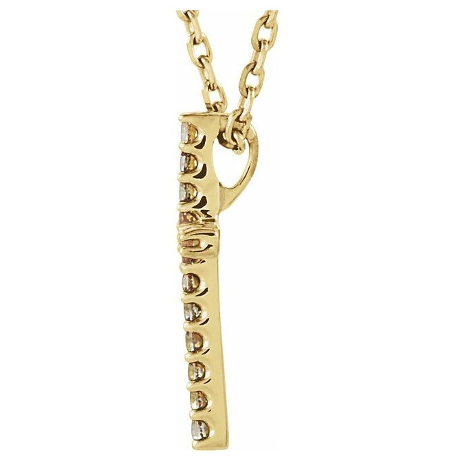 14K Yellow Gold Round 1 Mm 16 In Polished Natural Yellow Sapphire Petite Cross Necklace