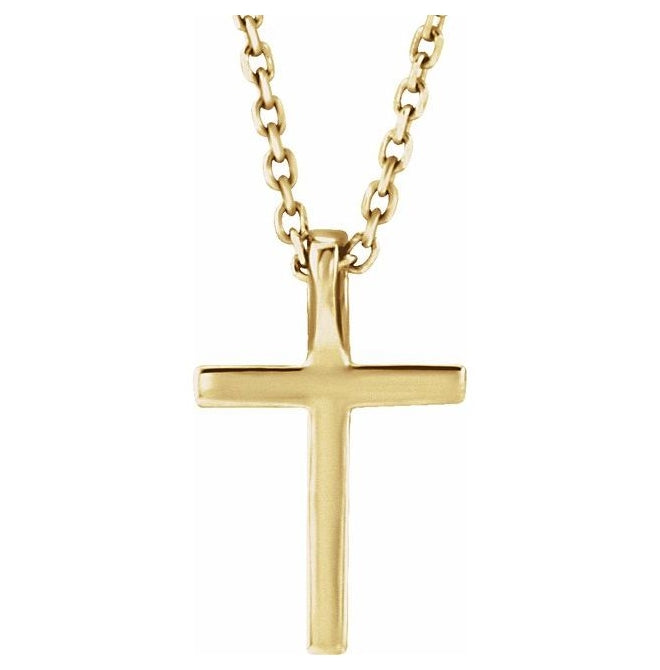 14K Yellow Gold Round 1 Mm 16 In Polished Natural Yellow Sapphire Petite Cross Necklace