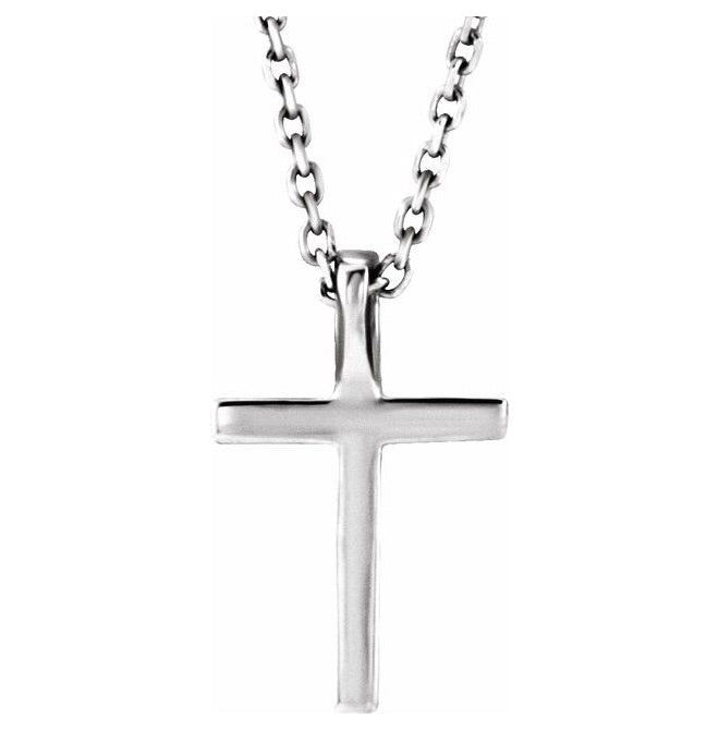 14K Yellow Or White Gold Round 1Mm Si1-Si2, G-H 16 In Polished .06 Ctw Petite Lab Grown Diamond Cross Necklace