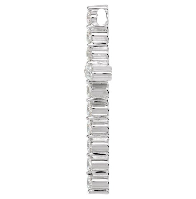 14K White Gold Round  3Mm  I1, G-H Polished Natural Diamond Cross Pendant