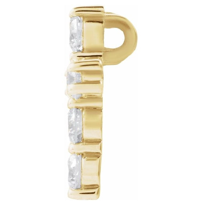 14K Yellow Gold Round  3.6Mm  I1, G-H Polished Natural Diamond Cross Pendant