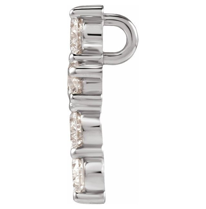 14K White Gold Round 3.4Mm  Si1-Si2, G-H Polished Lab-Grown Diamond Cross Pendant