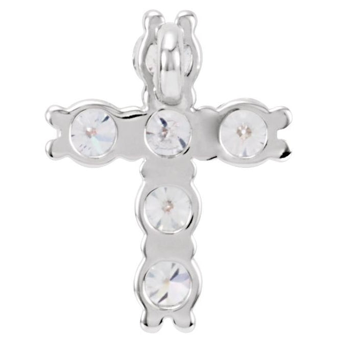 14K White Gold Round 3.4Mm  Si1-Si2, G-H Polished Lab-Grown Diamond Cross Pendant