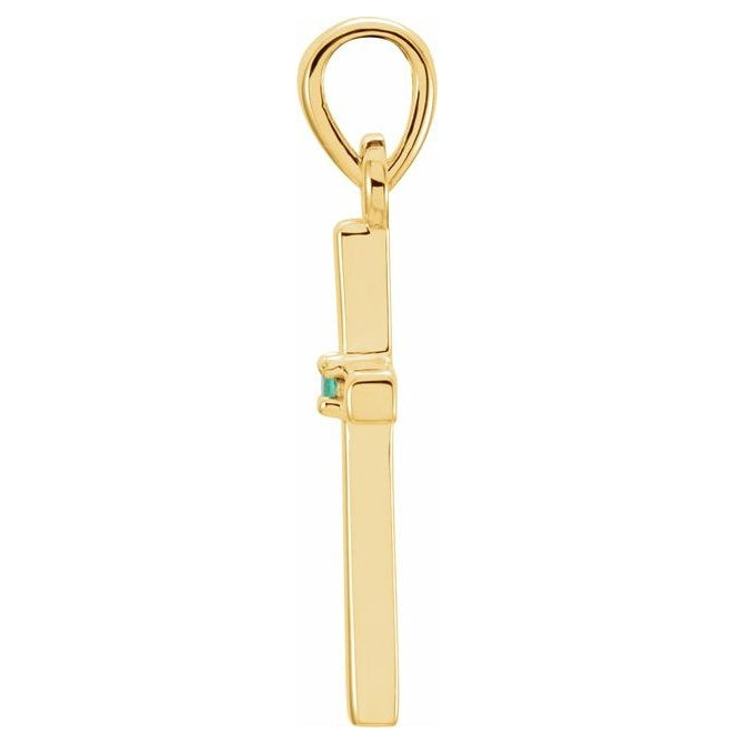 14K Yellow Gold Round  1.25 Mm Polished Natural Cross Pendant