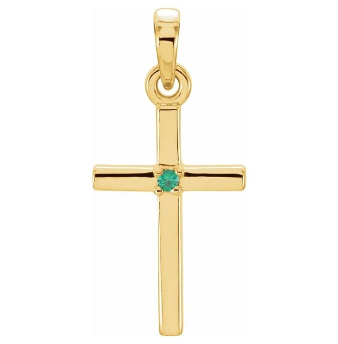 14K Yellow Gold Round  1.25 Mm Polished Natural Cross Pendant