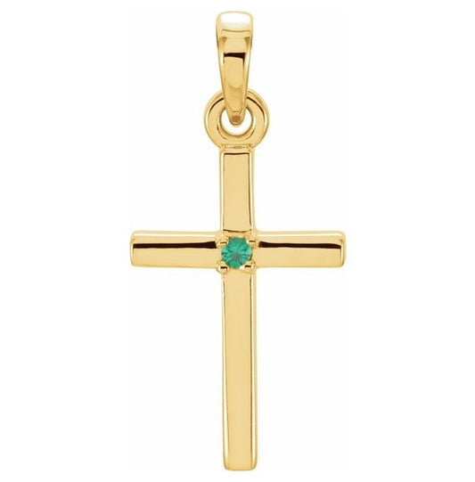 14K Yellow Gold Round  1.25 Mm Polished Natural Cross Pendant