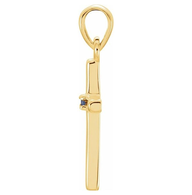 14K Yellow Gold Round  1.25 Mm Polished Natural Cross Pendant