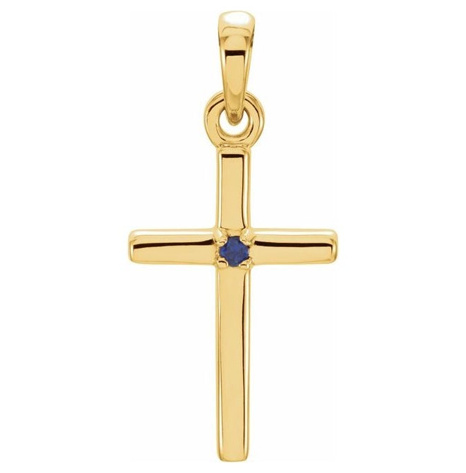 14K Yellow Gold Round  1.25 Mm Polished Natural Cross Pendant
