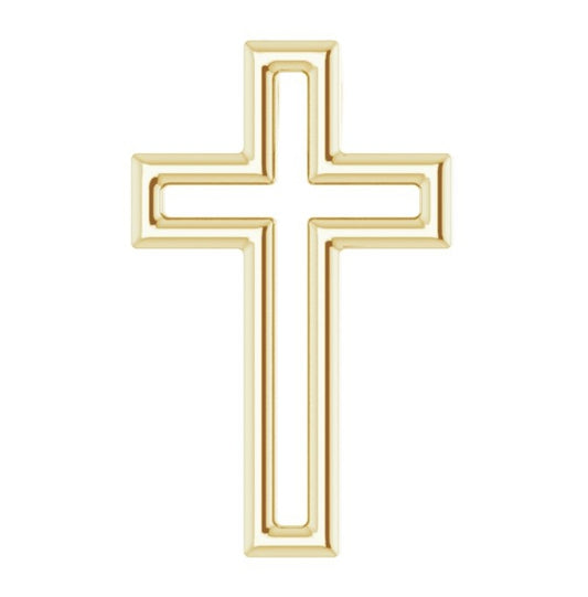 14K Yellow Gold 15.7 X 9.9 Mm Polished Open Cross Pendant