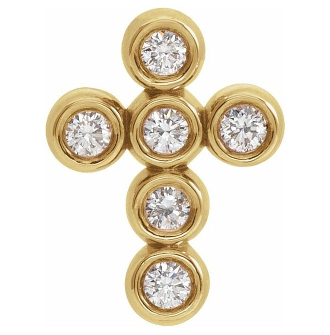 14K Yellow Gold Round 1.8 Mm I1, G-H Polished 1/6 Ctw Natural Diamond Cross Pendant