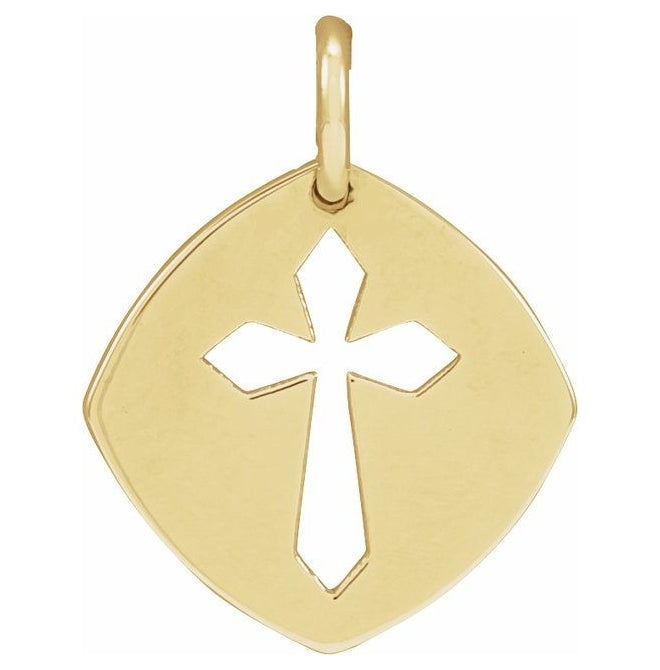 14K Yellow Gold 12.76 X 10 Mm Polished Pierced Cross Pendant