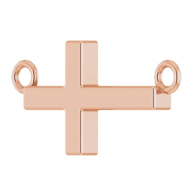 14K Rose Gold 12 X 5.9 Mm 16-18 In Polished Sideways Cross Necklace