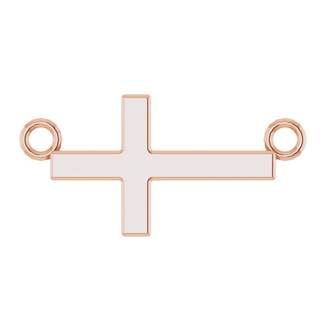 14K Rose Gold 12 X 5.9 Mm 16-18 In Polished Sideways Cross Necklace