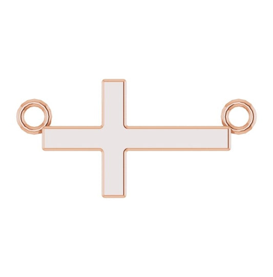 14K Rose Gold 12 X 5.9 Mm 16-18 In Polished Sideways Cross Necklace