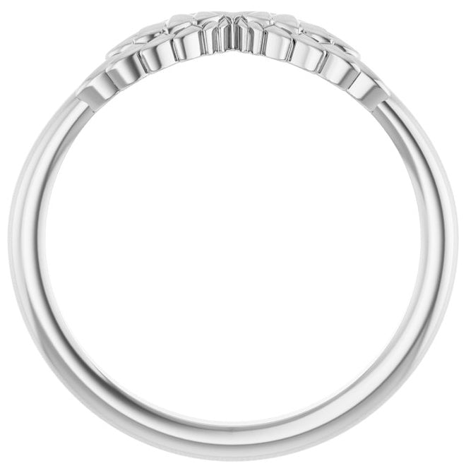 10K White Gold Polished Stackable Angel Wings Ring Size 7