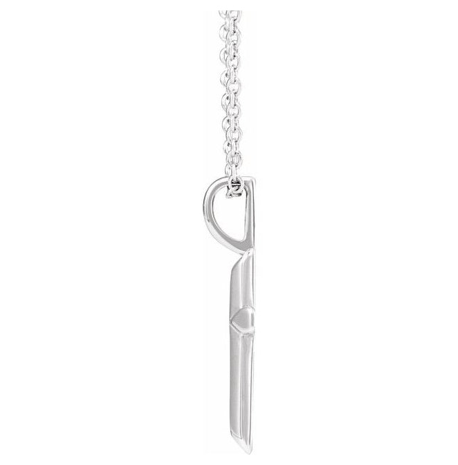 14K Yellow Or White Gold Or Sterling Silver 16-18 In Polished Knife Edge Cross Necklace
