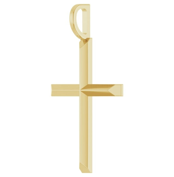 14K Yellow Or White Gold Or Sterling Silver Or Platinum Polished Knife Edge Cross Charm/Pendant