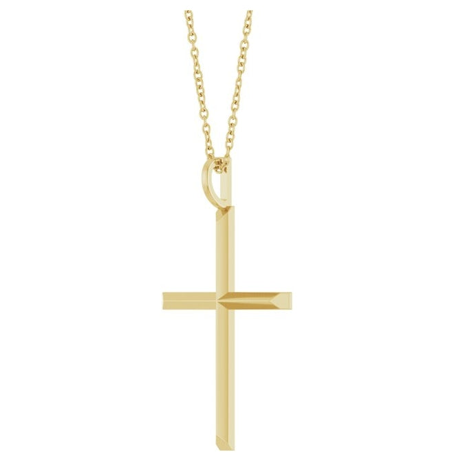 14K Yellow Or White Gold Or Sterling Silver 16-18 In Polished Knife Edge Cross Necklace