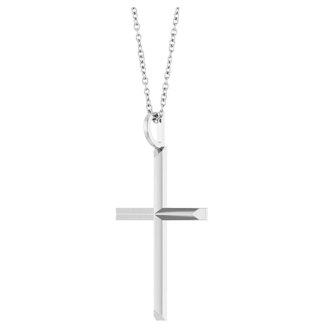 14K Yellow Or White Gold Or Sterling Silver 16-18 In Polished Knife Edge Cross Necklace