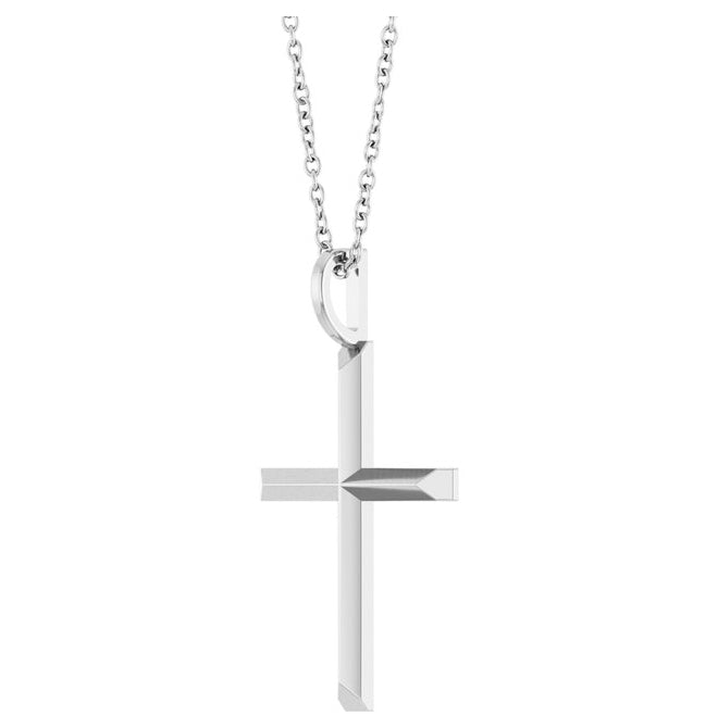 14K Yellow Or White Gold Or Sterling Silver 16-18 In Polished Knife Edge Cross Necklace