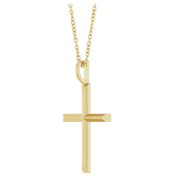 14K Yellow Or White Gold Or Sterling Silver 16-18 In Polished Knife Edge Cross Necklace