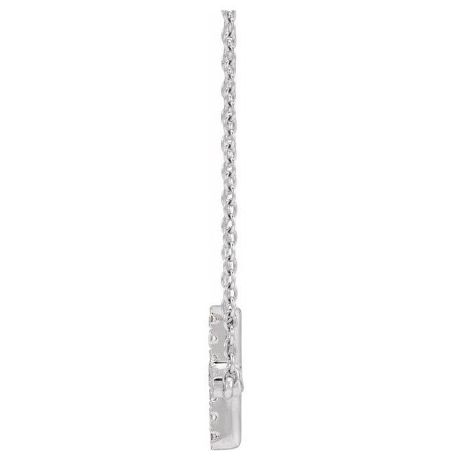 Sterling Silver Round 1.3Mm Si1-Si2, G-H 16-18 In Polished 1/6 Ctw Lab Grown Diamond Sideways Cross Necklace