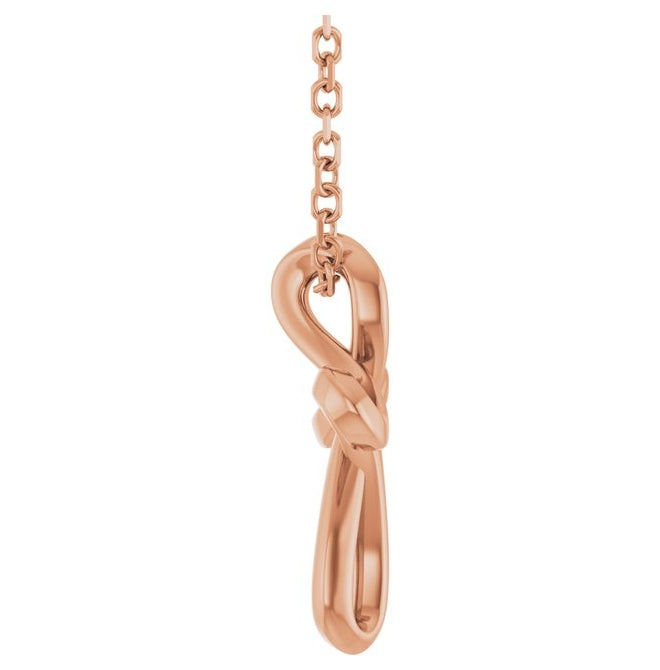 14K Rose Gold 13.4 X 10.4 Mm 16-18 In Polished Freeform Cross Necklace