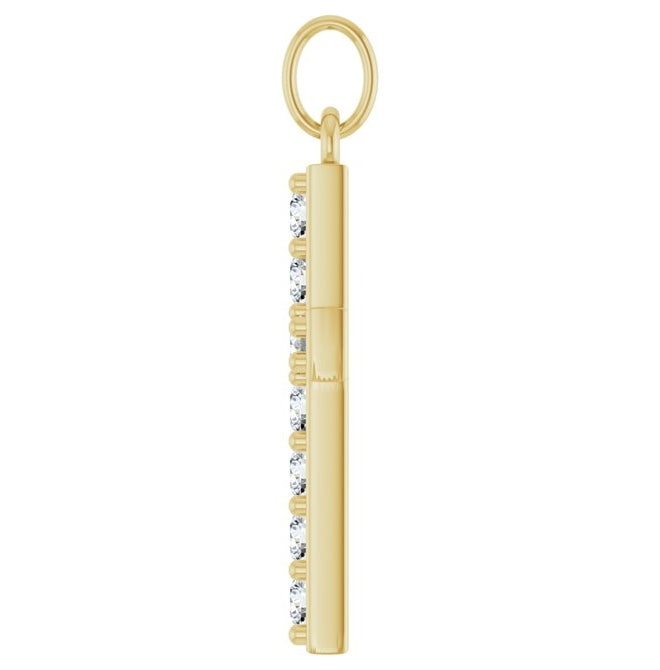 14K Yellow Gold Round 2 Mm Si1-Si2, G-H Polished 1/3 Ctw Lab-Grown Diamond Cross Pendant