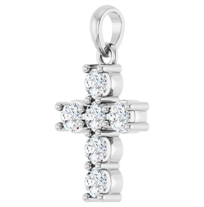 14K Yellow Or White Gold Round  I1, G-H Polished Natural Diamond Cross Pendant