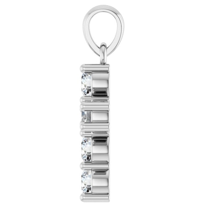 14K Yellow Or White Gold Round  I1, G-H Polished Natural Diamond Cross Pendant