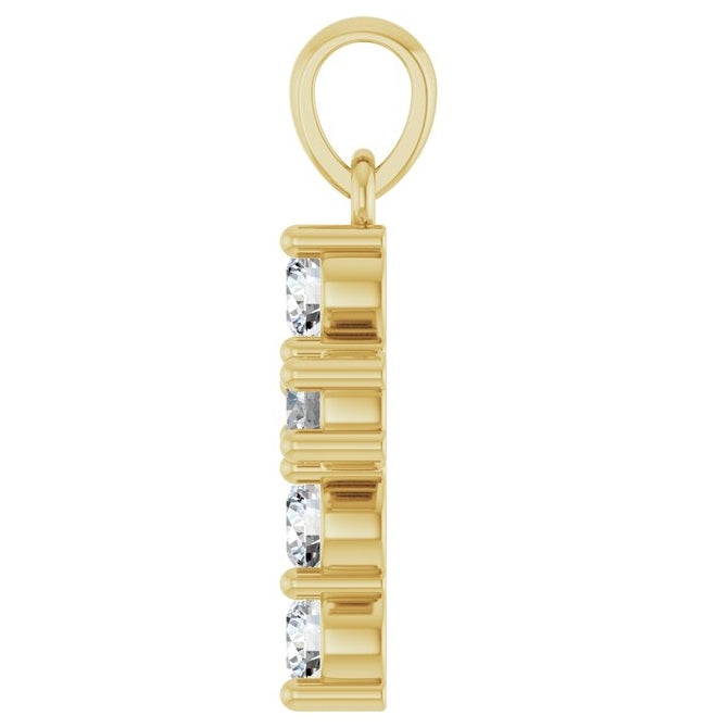 14K Yellow Or White Gold Round Si1-Si2, G-H Polished Lab-Grown Diamond Cross Pendant